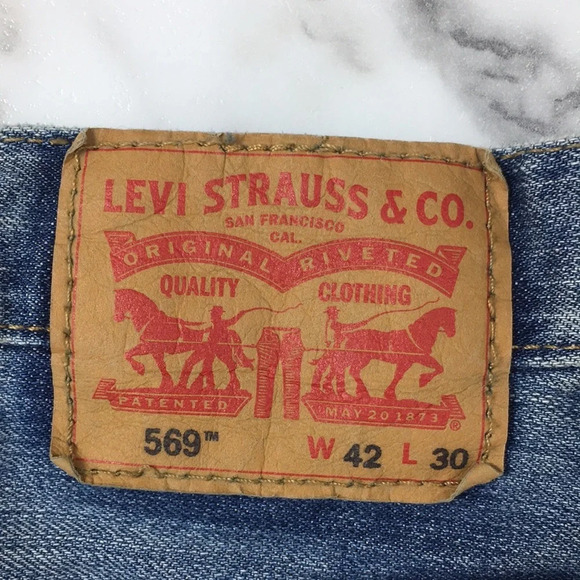 Levi's 569 Straight Jeans Mens 42x30‎ Medium Wash Cotton Denim - Picture 5 of 10